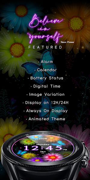 Neon Flower_Watchface Screenshot 2