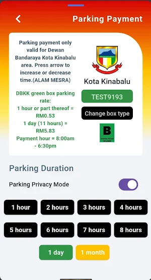 Sabah Smart Parking Screenshot 1