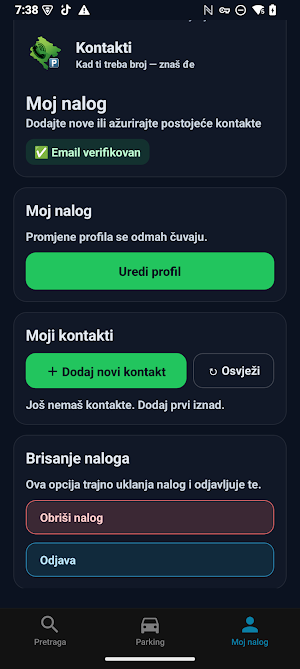 Kontakti + parking - Crna Gora Screenshot 2