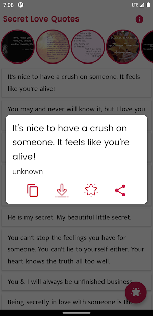 Secret Love Quotes and Sayings Screenshot 0