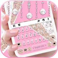 Girly Pink Glitter Keyboard Theme