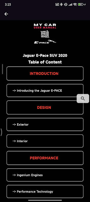 Jaguar E-Pace Manuals and Logs Screenshot 3