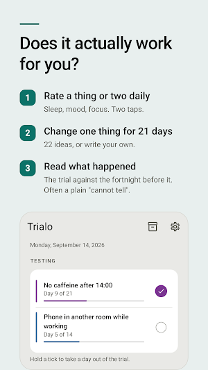 Trialo: Habit Experiments Screenshot 0