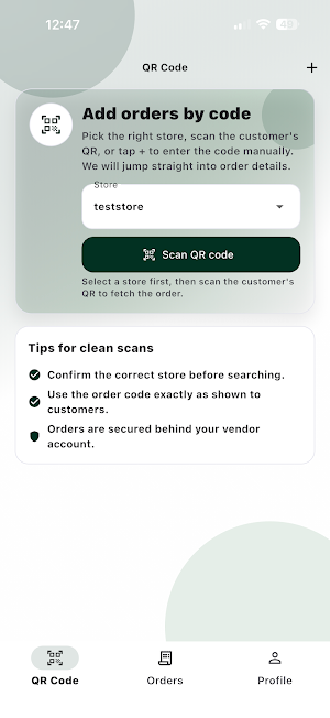 NextGrab Vendor Screenshot 1