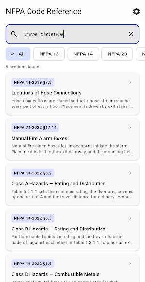 NFPA Code Reference Offline Screenshot 2