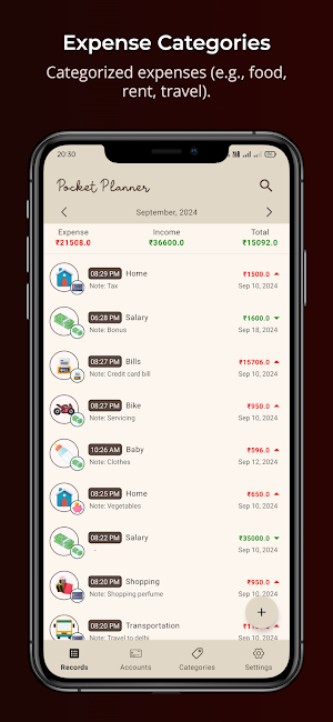 Pocket Planner Expense Tracker Screenshot 1