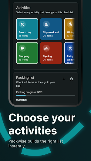 Packwise | Trip packing lists Screenshot 1