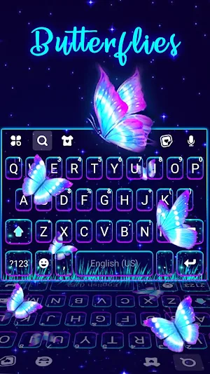 Neon Butterflies Keyboard Theme Screenshot 1