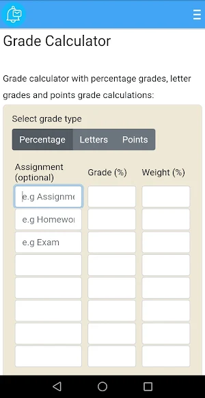 grade average calculator Screenshot 0