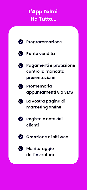 Zolmi App per Parrucchieri Screenshot 1