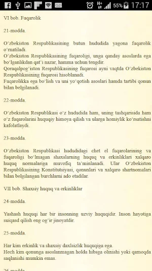 Konstitutsiyasi - O`zbekiston Screenshot 1