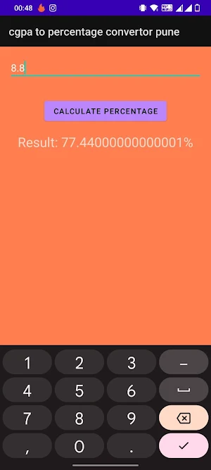 cgpa to percentage converter Screenshot 3