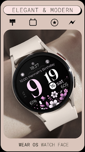 Purple Petals watch face Screenshot 2
