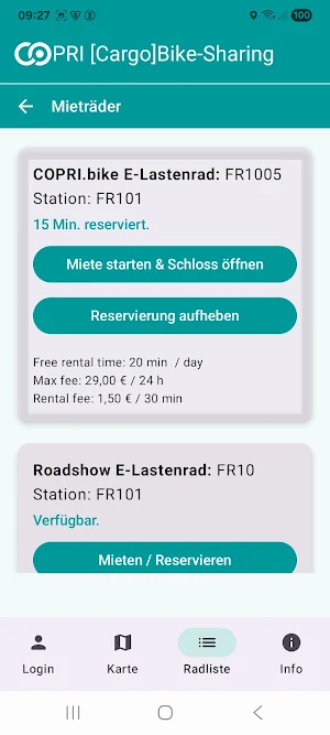 COPRI.bike [Cargo]Bike-Sharing Screenshot 1