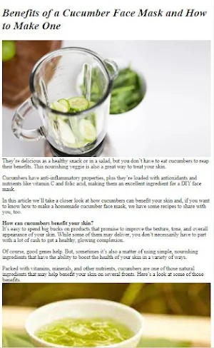 Homemade Cucumber Face Mask Screenshot 0