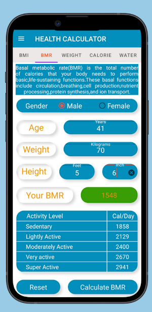 Health Calculator:Calorie,BMR Screenshot 1
