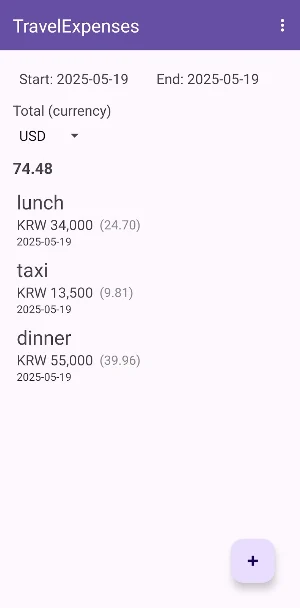Travel Expenses Tracker Screenshot 1