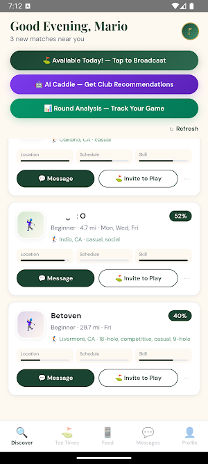 GolfHer-AI Find Golf Partners Screenshot 1
