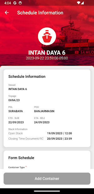 Samudera Shipping Mobile App Screenshot 3