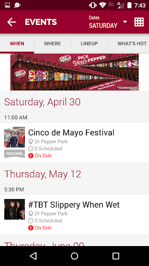 Dr Pepper Park Roanoke Events Screenshot 2