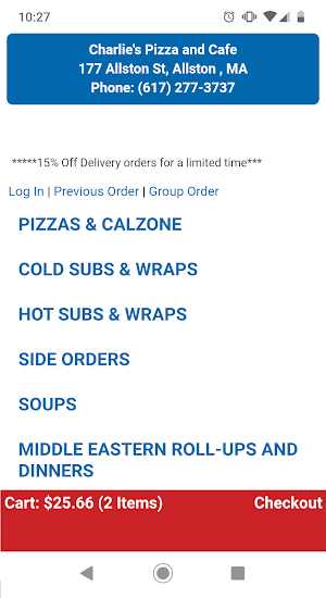 Charlie's Pizza and Cafe Screenshot 1