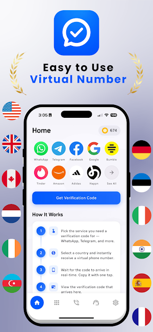 SMS & Virtual Number: OnayApp Screenshot 1