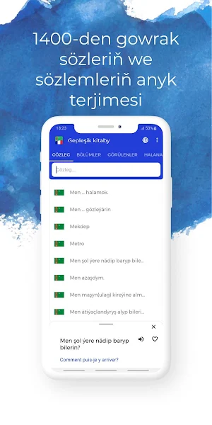 Turkmen-French phrasebook Screenshot 2