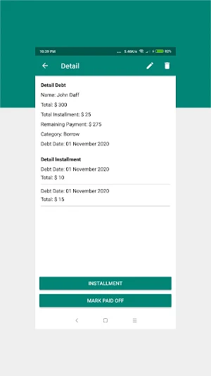 Debt - Personal Debt Recording Application Screenshot 1