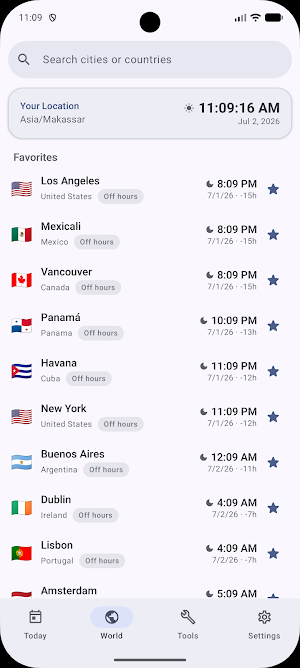 Today's Date: World Clock Screenshot 2