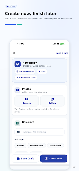 WorkProof: Service Reports Screenshot 1