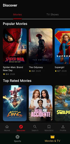 Sportzfy HD:  Movies& TV Shows Screenshot 1