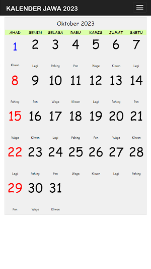 Kalender Pasaran Jawa Lengkap Screenshot 3