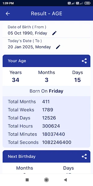 Age Calculator - Date of Birth Screenshot 2