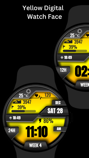 Yellow Digital Watch Face Screenshot 2