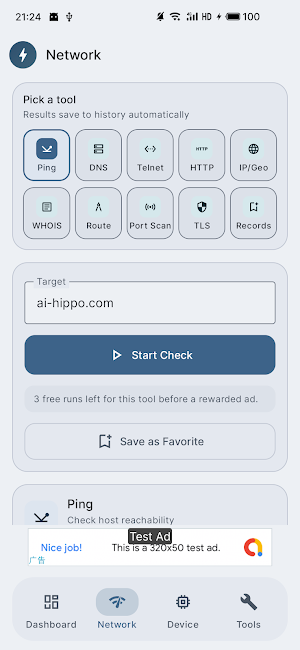 Network Analyzer: Ping & IP Screenshot 1
