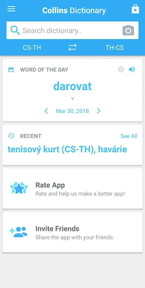 Collins Thai<>Czech Dictionary Screenshot 1
