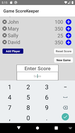 Game ScoreKeeper Screenshot 1