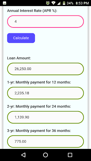 Car Payment Comparison Calculator Screenshot 2