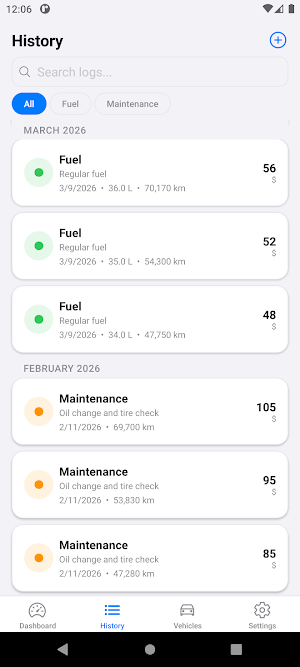 Gas Tracker & Mileage Log Screenshot 1