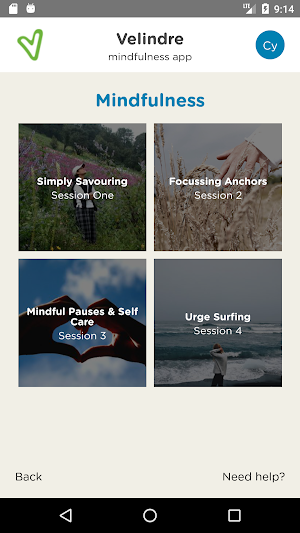 Velindre Mindfulness App Screenshot 2