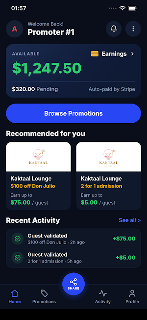Entrro: Get Paid to Promote Screenshot 0
