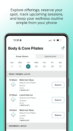 Body Core Pilates Studio Screenshot 2
