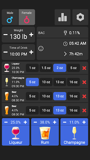 Alcohol BAC Calculator Screenshot 1