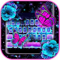 Neon Flower Butterfly Keyboard Theme