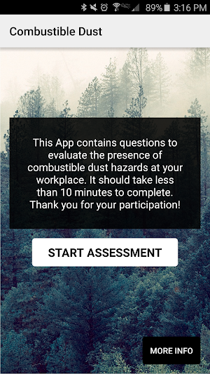 Combustible Dust Assessment Screenshot 3
