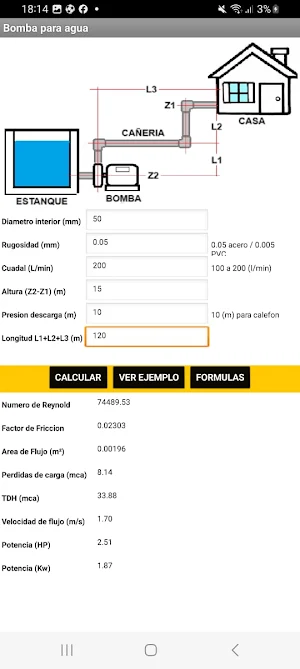 Calculo de Bombas de agua Screenshot 1