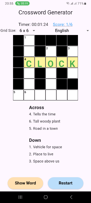 Crosswords Generator Screenshot 3