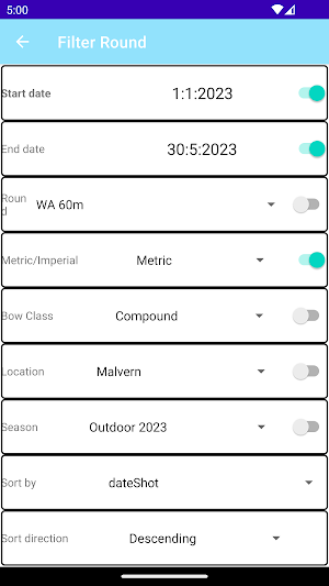 ArcheryLink  score plot rounds Screenshot 1
