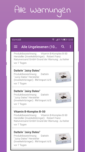 Lebensmittelwarnung Screenshot 1