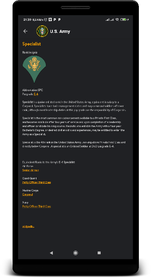 US military ranks Screenshot 2